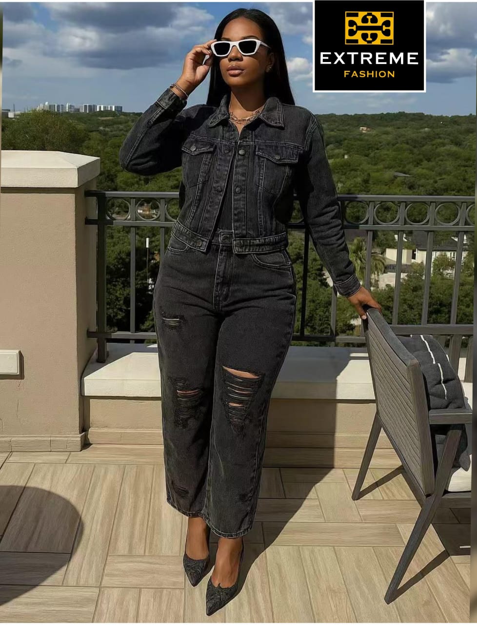 multi pockets cargo set