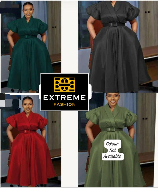 puff shoulder elegent formal dress