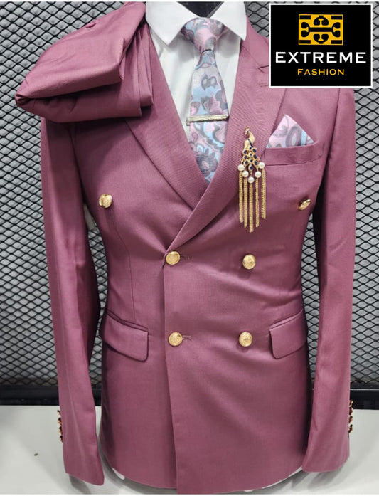double breast slim fit men's 2pc suit