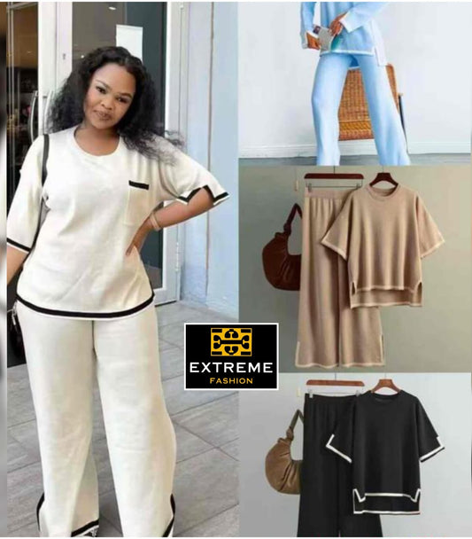 short sleeve knitted 2pc set