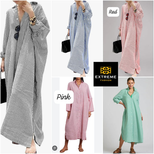 plus size stripped shirt dress