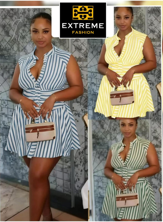 mini flare stripped dress