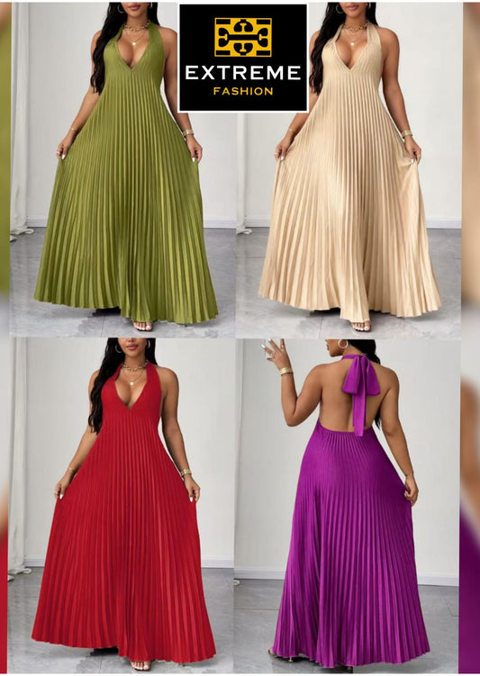 plitted backless maxi dress